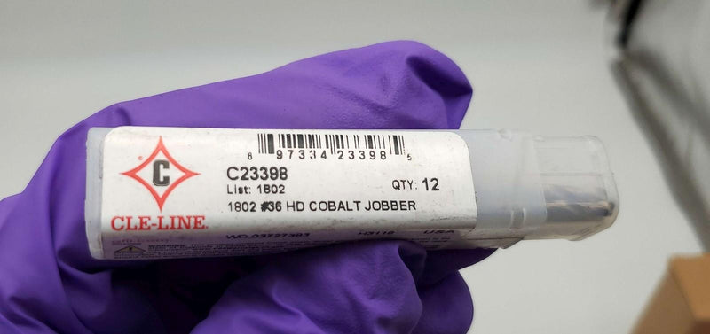 Cle-Line #36 Drill Bits 1-7/16" LOC 2-1/2" OAL 3/32" Shank Cobalt C23398 Pack 12 4