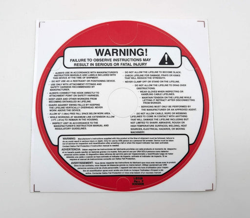Miller 6350135/20 106 Back Label Replacement Miller Honeywell Fall Protection 1