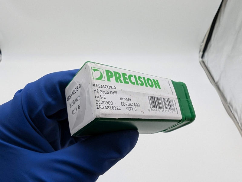 Precision Twist 8mm Stub Drill Bits 79mm OAL 2.5" LOC HS Cobalt 4ASMC08 PK 6 4