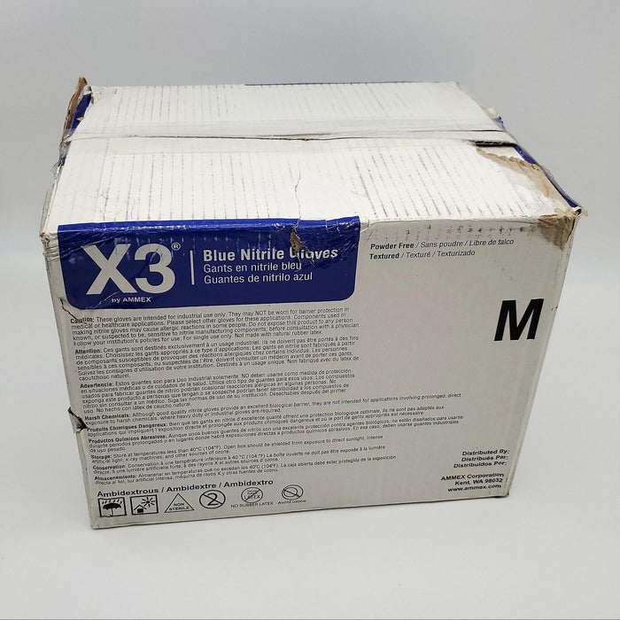 Ammex X3 Nitrile Gloves Size Medium Powder Free Textured 3 Mil Case Of 1000 5