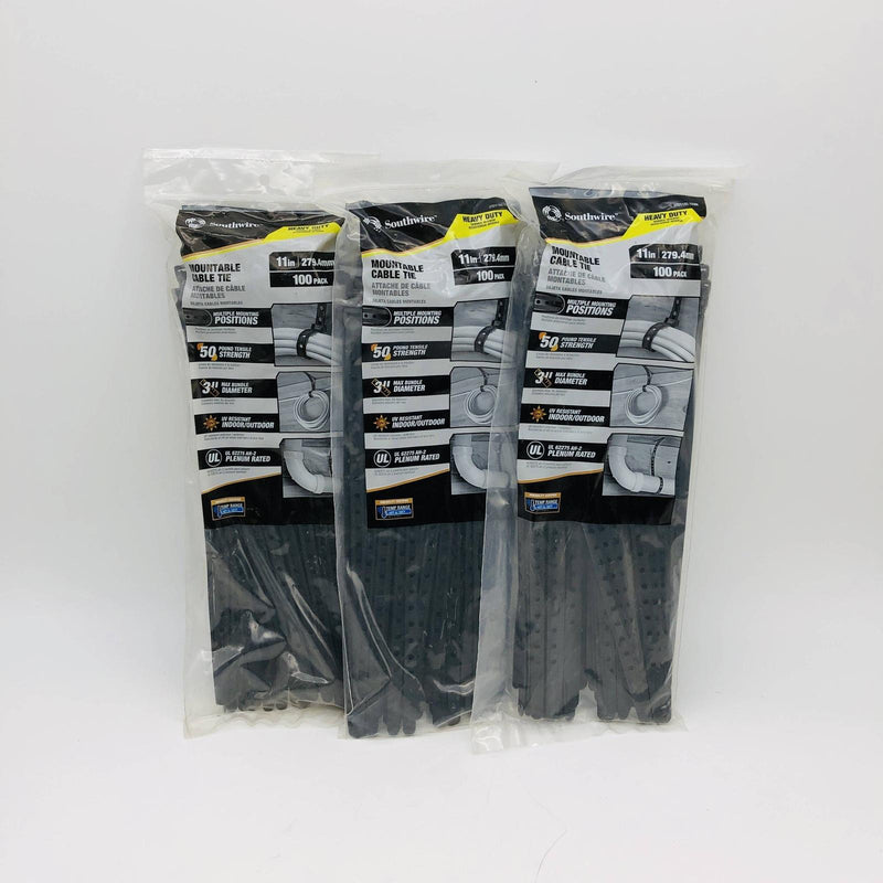 Southwire 58298340 Mountable Cable Tie 11" Lg 50lb 3" Max Dia UV Resistant 300pk 9