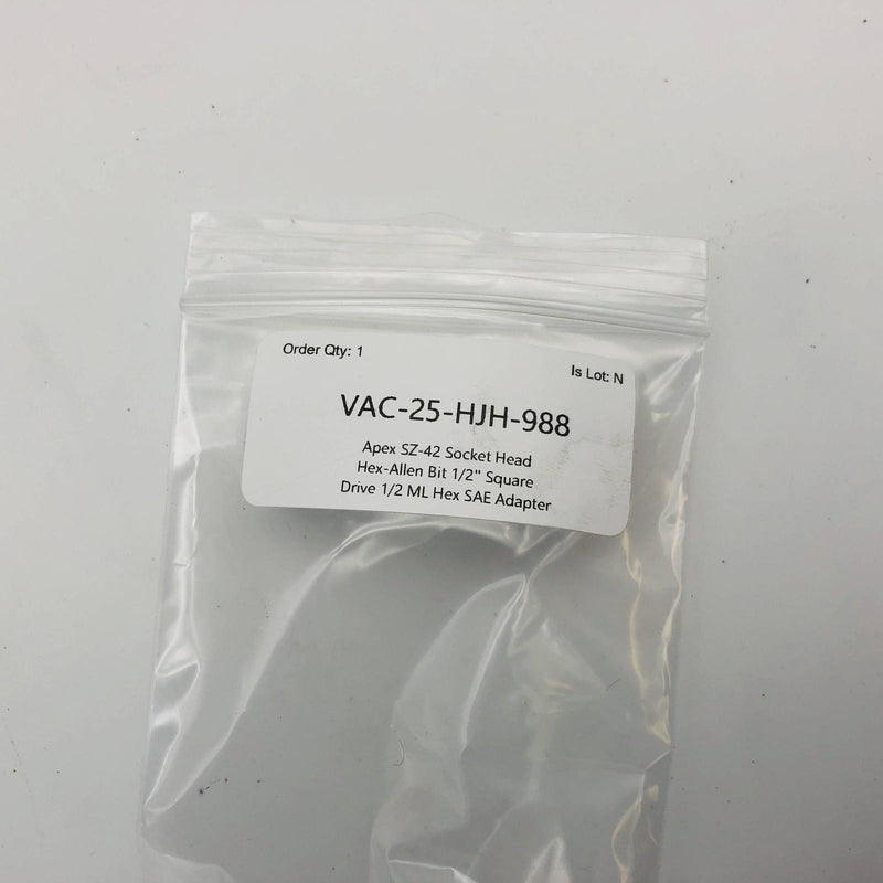 Apex SZ-42 Socket Head Hex-Allen Bit 1/2'' Square Drive 1/2 ML Hex SAE Adapter 10