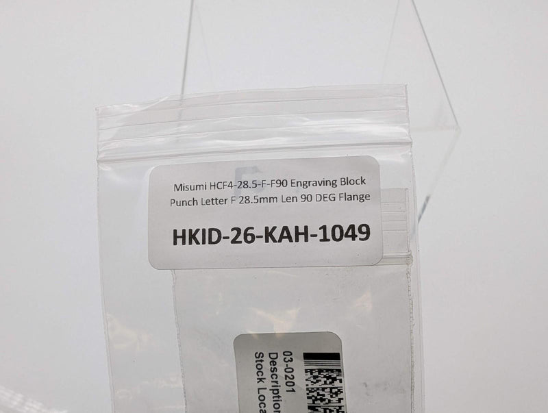 Misumi HCF4-28.5-F-F90 Engraving Block Punch Letter F 28.5mm Len 90 DEG Flange