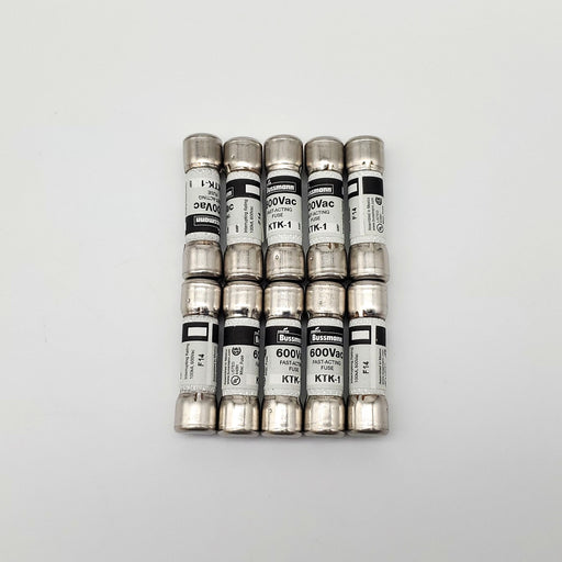 Bussmann KTK-1 Fuses 1A 600V Fast Acting Melamine Pack of 10 1