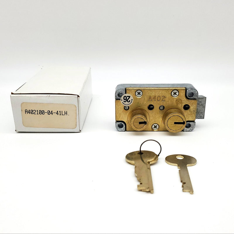 Ilco Safe Deposit Box Lock A402 LH Left Hand Satin Brass 3 Keys A402100-04-41LH