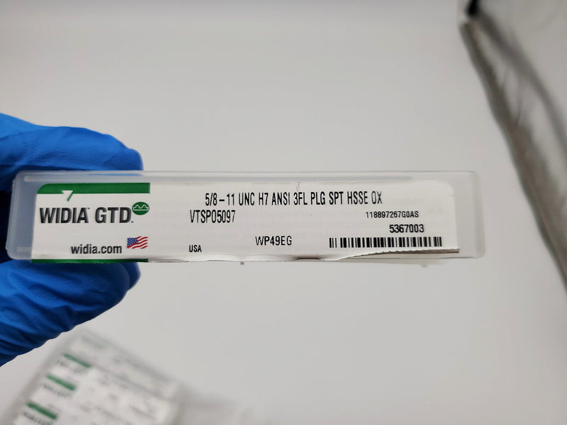 Widia 5/8"-11 Spiral Point Tap 3 Flute 1-1/16" LOC 3-25/32" OAL Black Oxide 6