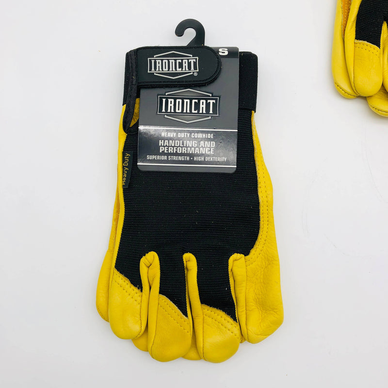 Ironcat 86350 Cowhide Leather Gloves Small Hvy Duty Mechanics Hook Loop 3 Pairs 4