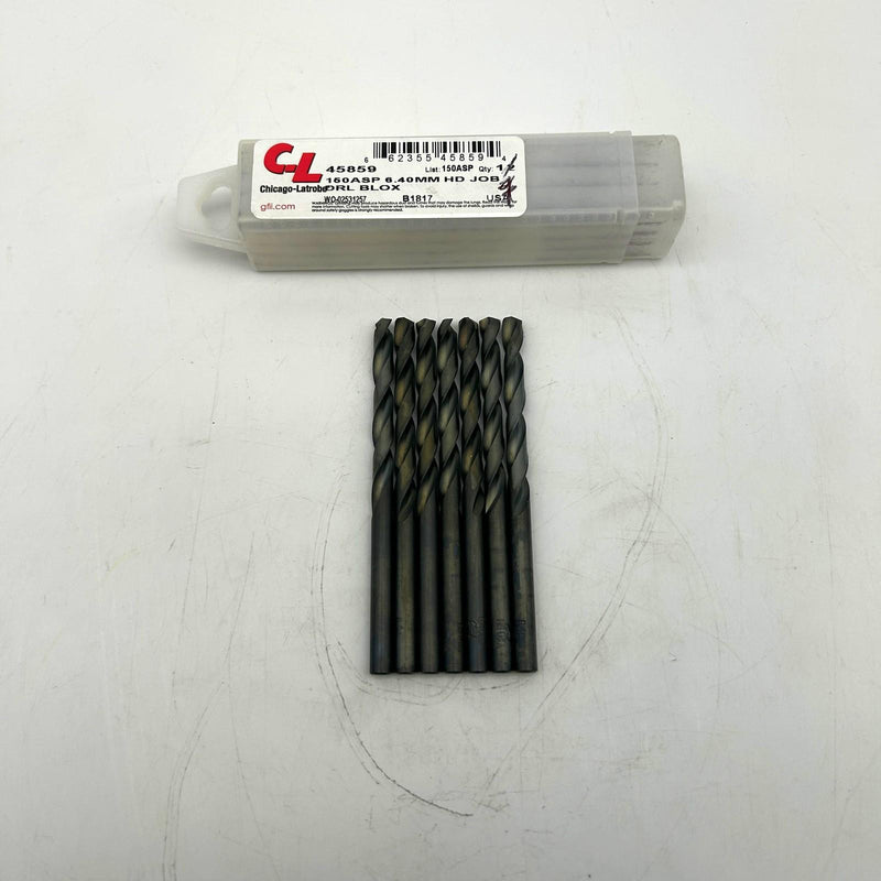 Chicago-Latrobe 45859 Jobber Length Drill Bit 150ASP 6.40mm Black Oxide 7pk 7
