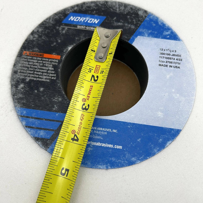 Norton 66253188986 Grinding Wheel 12in x 1-1/2 x 3 Type 1 White 38A100-J6VBE 5