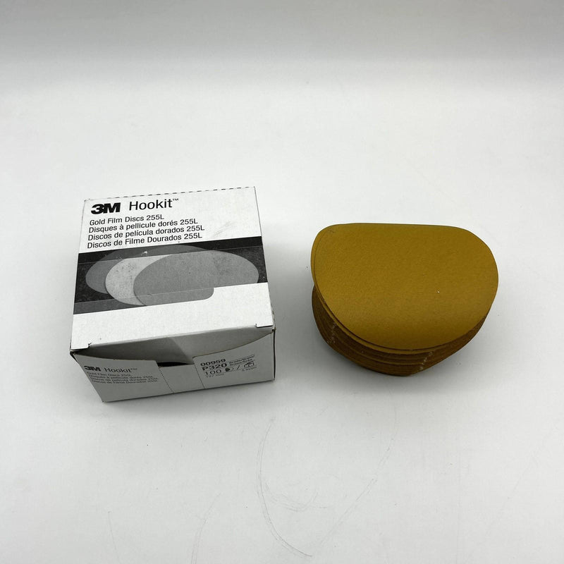 3M Hookit 00959 Gold Film Disc 5in x NH P320 255L Hook and Loop AO 100/bx 9