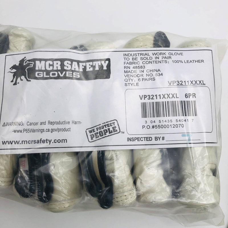 MCR Safety VP3211XXXL Drivers Glove Size XXXL Cow Grain Leather Keystone 6 Pairs 2