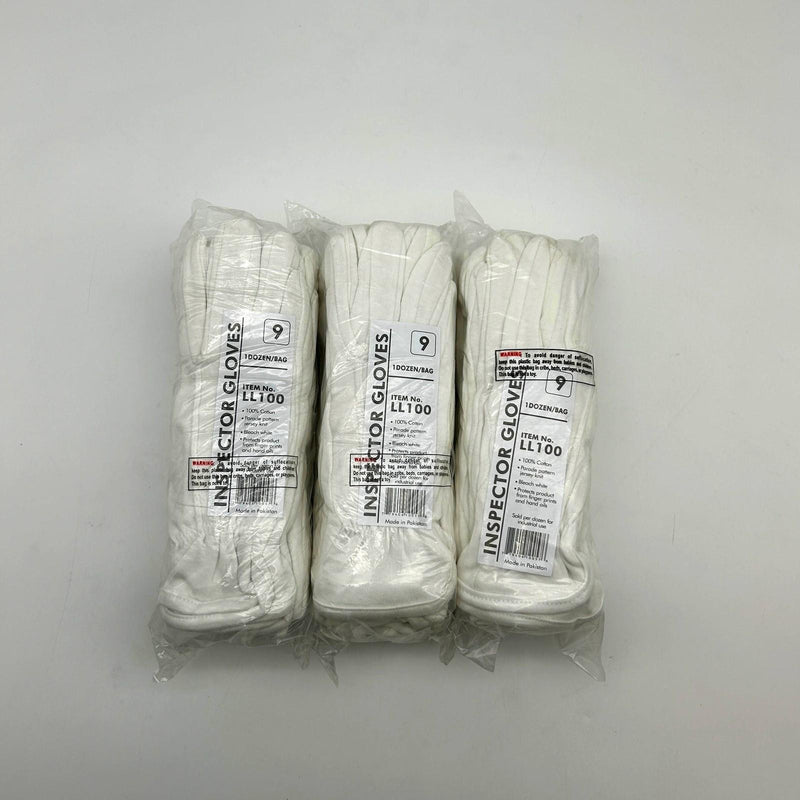 Superior LL100 Parade Inspector White Gloves Size 9 Large Cotton 36 Pairs 7