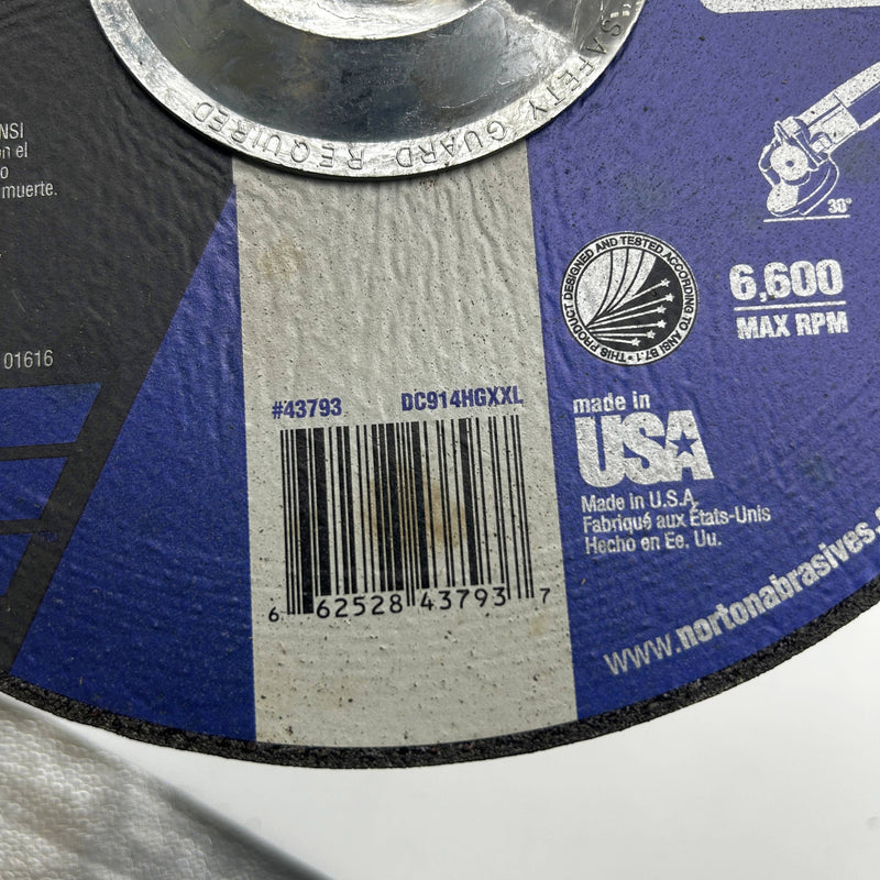 Norton 66252843793 Grinding Wheel 9in x 1/4in x 5/8"-11 Type 27 Gemini XXL 10pk
