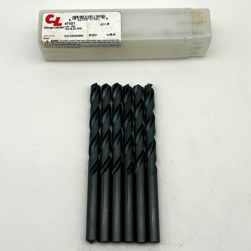 6pk Chicago-Latrobe 47321 Jobber Drill Bit 150 8.20mm HSS Black Oxide General Pu 1