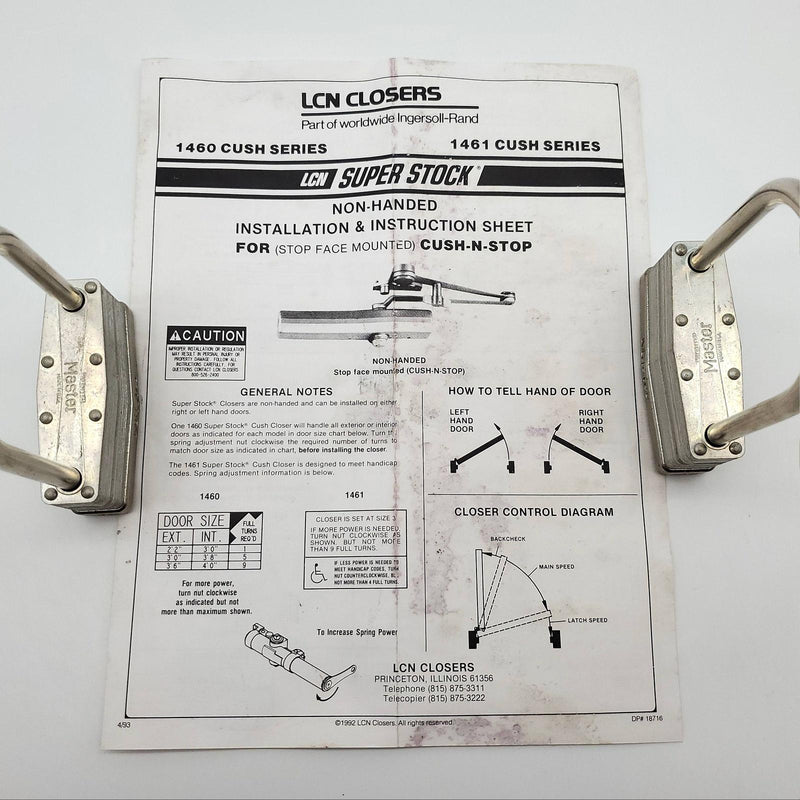LCN Door Closer Arm 1460 CUSH Aluminum Finish for LCN 1460 Closers 10
