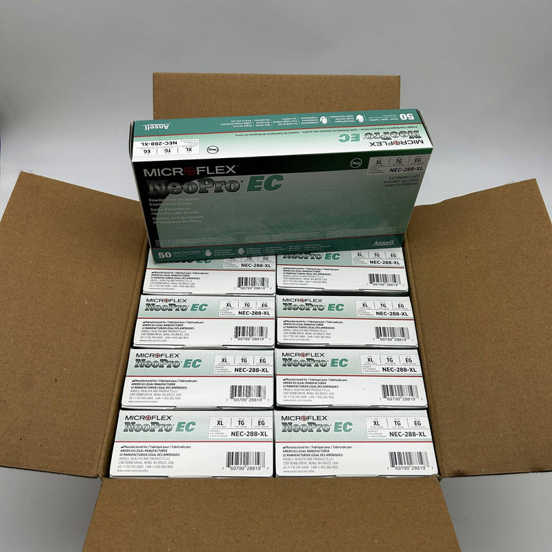 Microflex NEC-288 Disposable Gloves Extra Large Extended Cuff Neoprene 500/Case