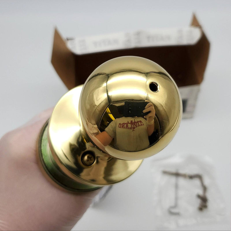 Kwikset Door Knob Polished Brass US3 Privacy Lock Titan 730CA BS NOS 2