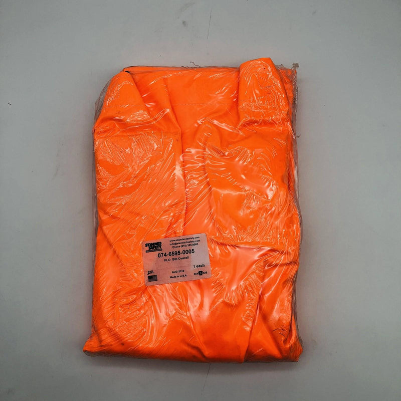 1x Standard Safety 074-6595-0005 Bib Overall Size 2XL Flexlite Orange 1in Straps 4