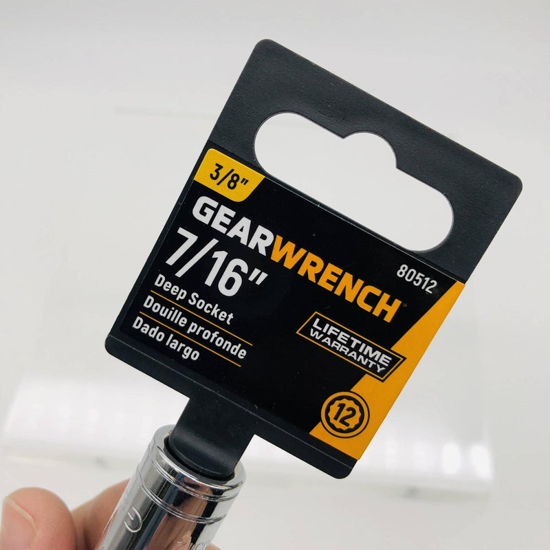GearWrench 80512 Deep Socket 7/16" 12-Point 3/8" Drive Polished Alloy Steel 3