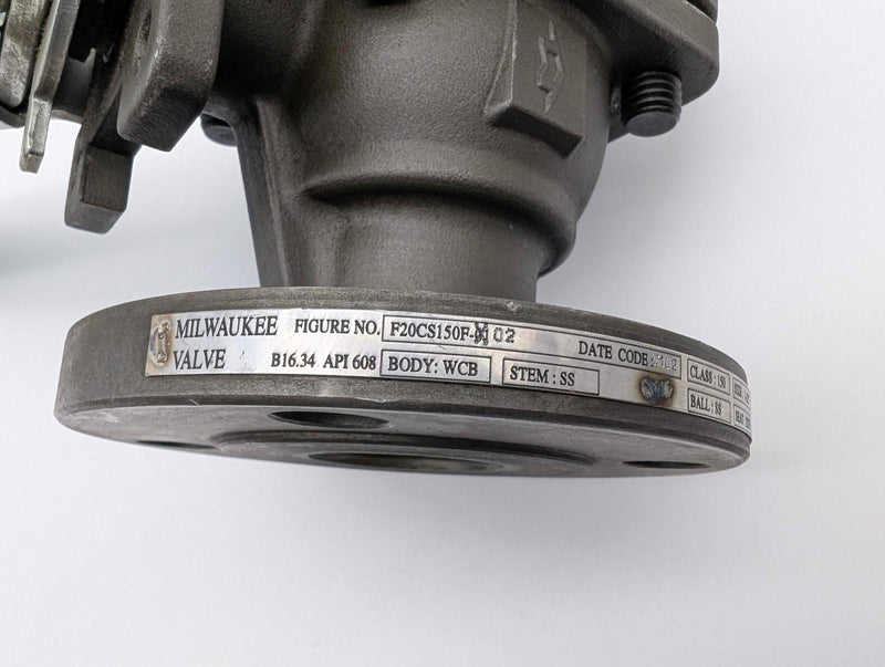 Milwaukee 1-1/2" F20 Ball Valve Carbon Steel Body SS Ball PTFE Seat F20CS150F 2