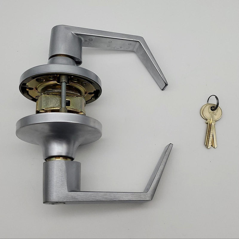 Yale Door Lever Entry Lock Double Cylinder Satin Chrome Lever Only AU5417LN 2