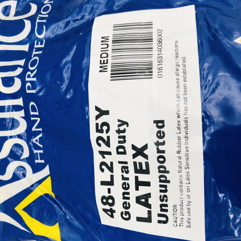 Assurance 48-L2125Y Unsupported Latex Gloves Medium Yellow 20mil 15in 12 Pairs 2