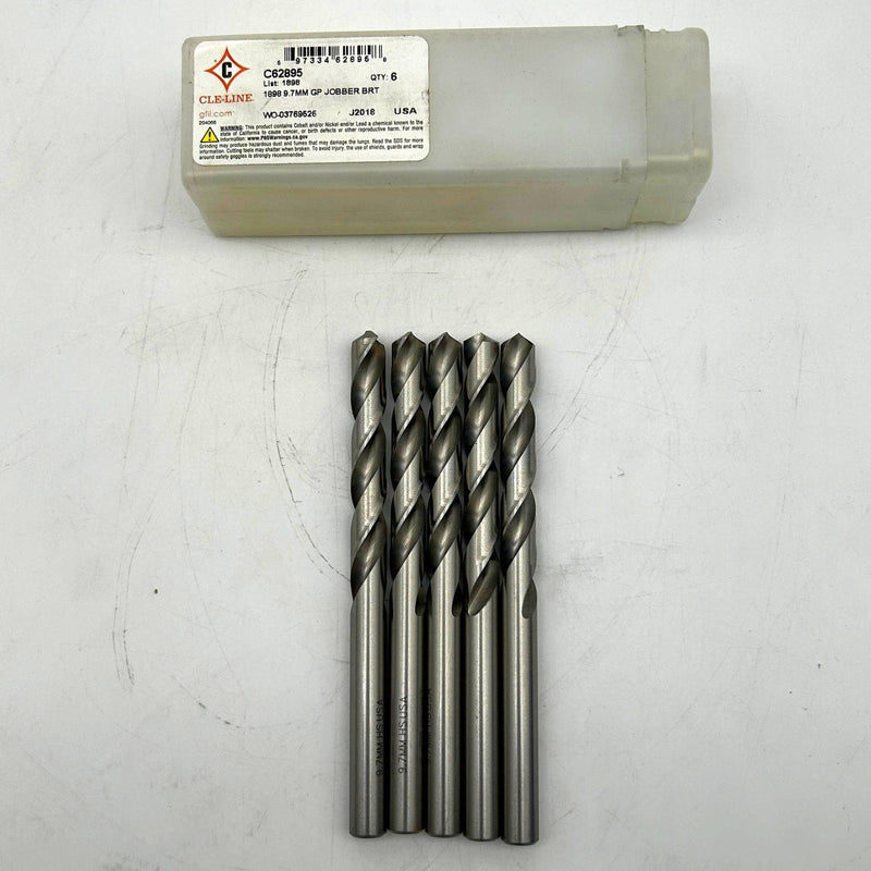 Cle-Line C62895 Jobber Length Drill Bit List 1898 9.7mm GP Bright HSS 5pk 1