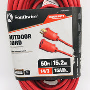 Southwire 2408SW8804 Extension Cord Red 14/3 Gauge Conductor 50ft Indoor Outdoor 4