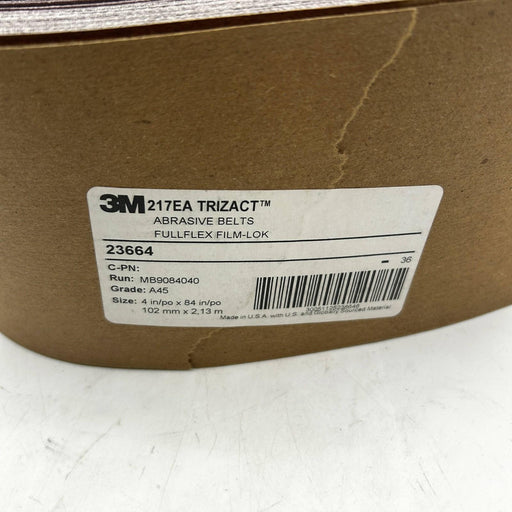 3M 217EA Trizact 23664 Cloth Belt A45 JE Grade 4in X 84in Fullflex AO 25pk 2