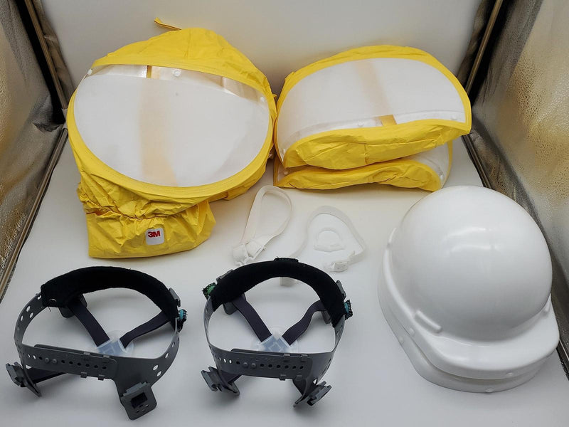 3M H-422 Hood Assemblies w/ Inner Shrouds, 2 Hard Hats Suspensions & Chin Straps 1