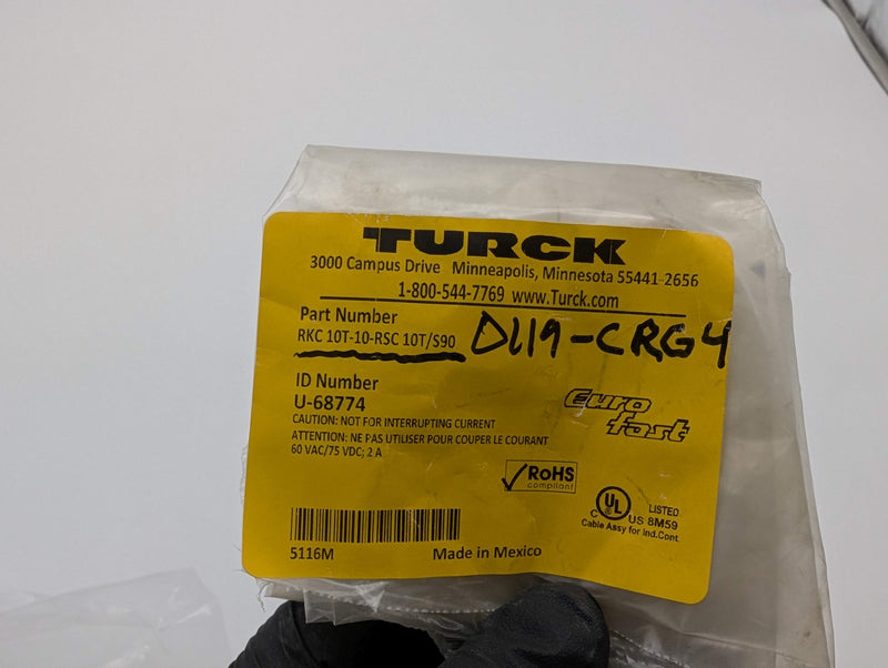 Turck RKC 10T-10-RSC 10T/S90 Actuator Sensor Cable 10 Pin M12 Male to Fem 10 M