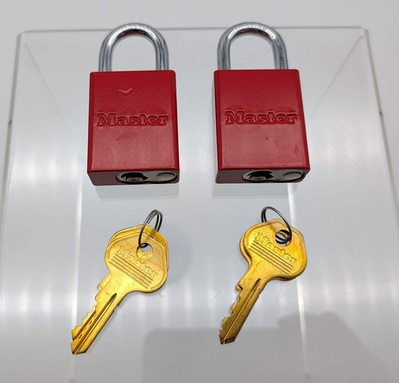 Master Lock Safety Padlock 1/4" Dia Shackle 1-13/16" Body Keyed Diff Pack of 2 1