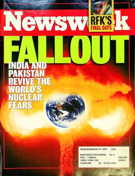Newsweek Magazine June 8 1998 India Pakistan Nuclear Phil Hartman Comedian Dead 1