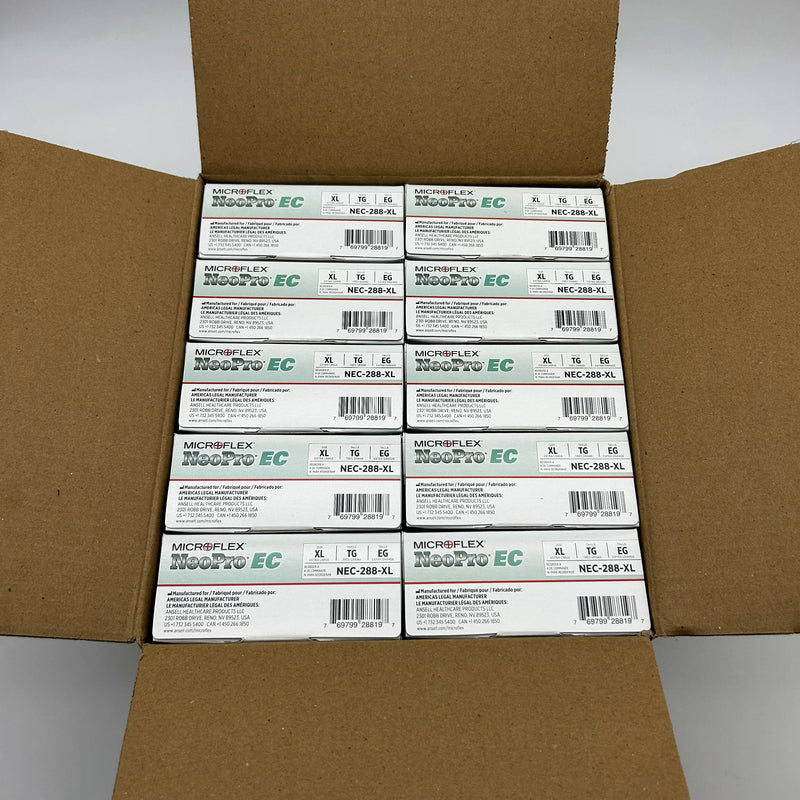 Microflex NEC-288 Disposable Gloves Extra Large Extended Cuff Neoprene 500/Case