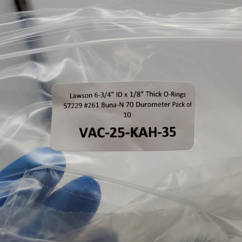 Lawson 6-3/4" ID x 1/8" Thick O-Rings 57229 #261 Buna-N 70 Durometer Pack of 10 5