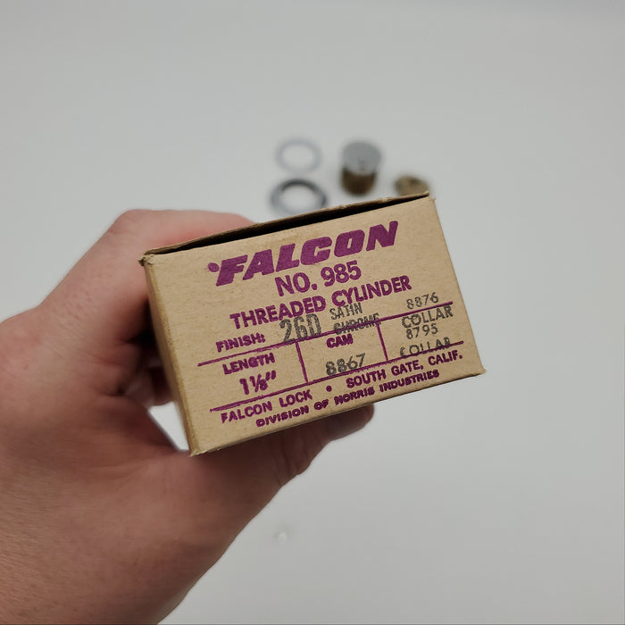 Falcon Mortise Cylinder 1-1/8" Length Satin Chrome # 985 E Keyway 5 Pin 8867 Cam 3