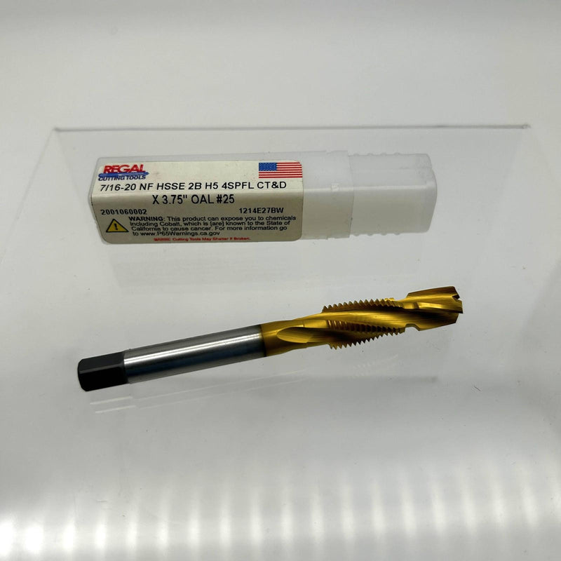 Regal Cutting Tools 7/16-20 NF Drill Tap HSS 2B H5 4SPFL CT&D 3.75OAL 1214E27BW 2