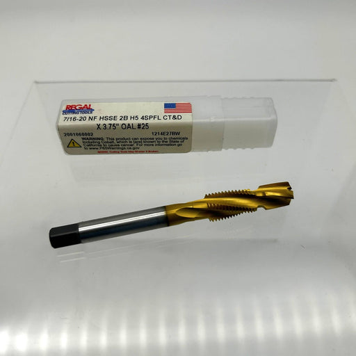 Regal Cutting Tools 7/16-20 NF Drill Tap HSS 2B H5 4SPFL CT&D 3.75OAL 1214E27BW 2