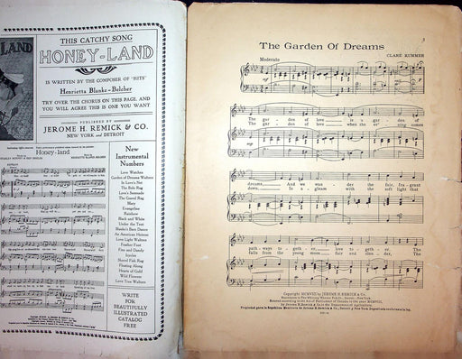 1908 The Garden of Dreams Vintage Sheet Music Large Clare Kummer Jerome Remick 2