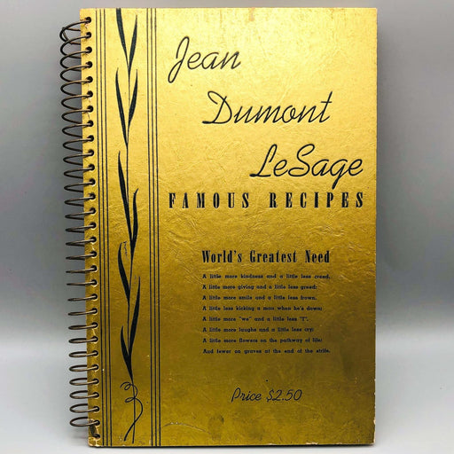 Jean Dumont LeSage Famous Recipes Spiral Bound 1940 Miller Bank Service Cookbook 1