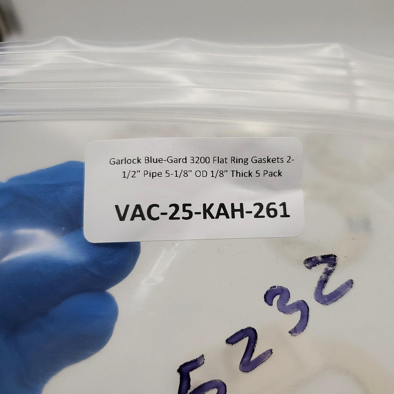 Garlock Blue-Gard 3200 Flat Ring Gaskets 2-1/2" Pipe 5-1/8" OD 1/8" Thick 5 Pack 5