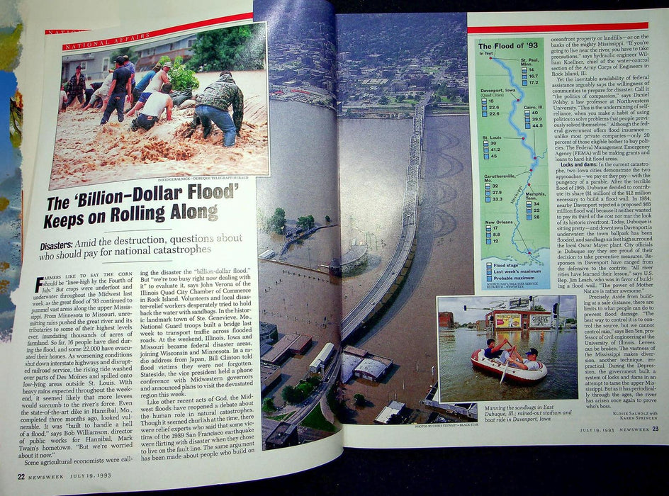 Newsweek Magazine July 19 1993 Billion Dollar Flood in Midwest States Clinton 4