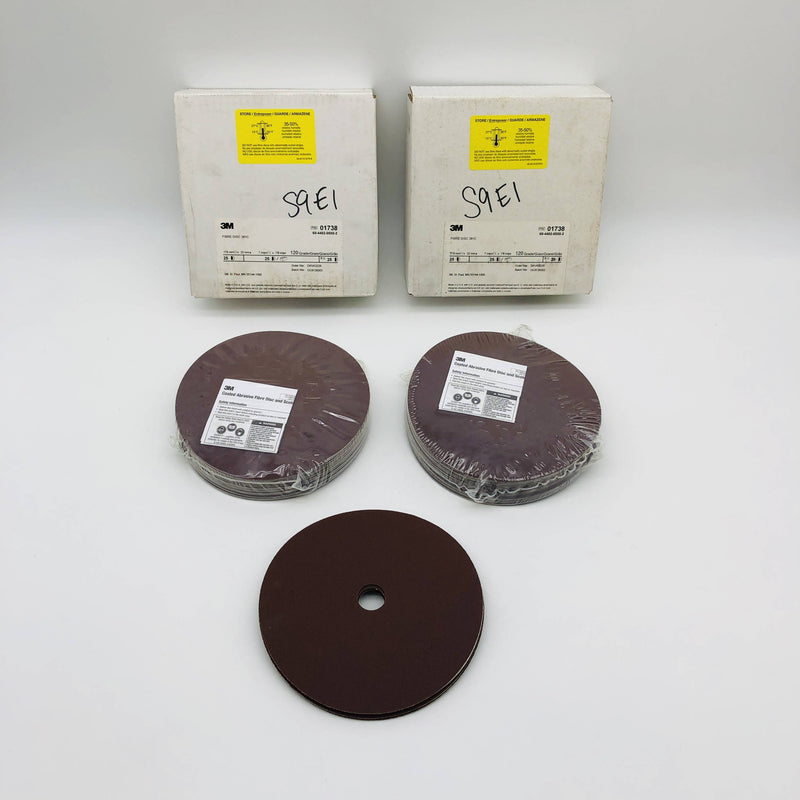 3M 01738 Fiber Discs 7in 381C 7/8in AH 120 Grad Type C General Purpose Lot of 55 9