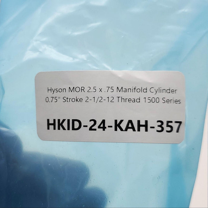 Hyson MOR 2.5 x .75 Manifold Cylinder 0.75" Stroke 2-1/2-12 Thread 1500 Series 6