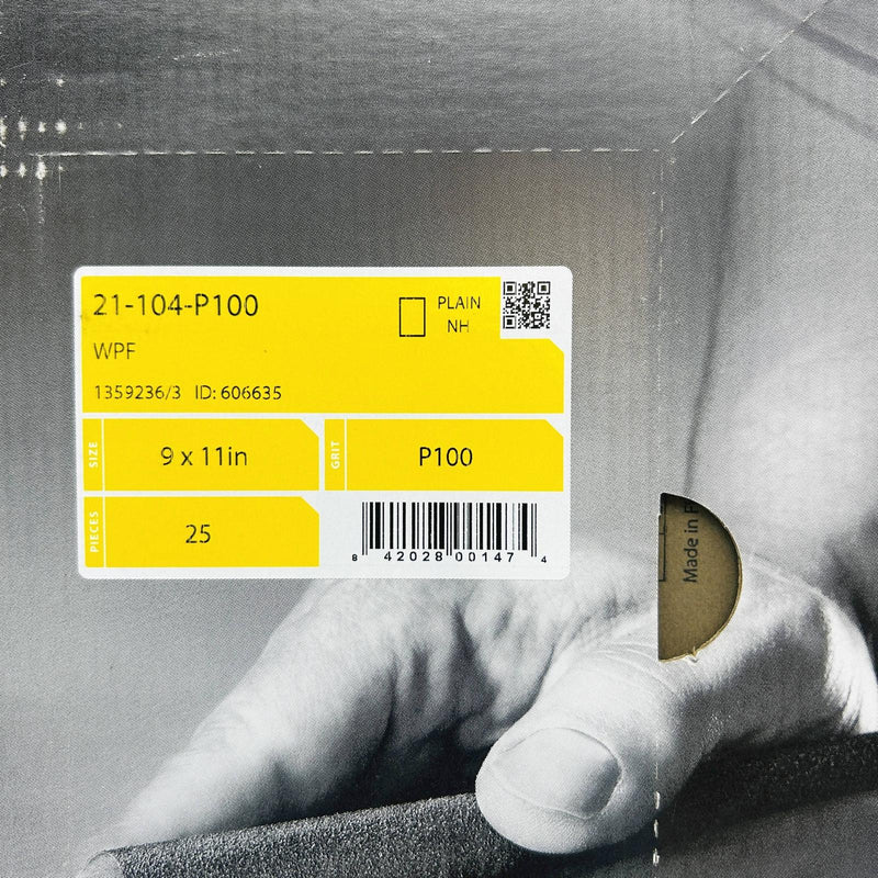 Mirka 21-104-P100 Sandpaper Sheet Waterproof 9 x 11 Wet/Dry 100 Grit Pk of 25 2