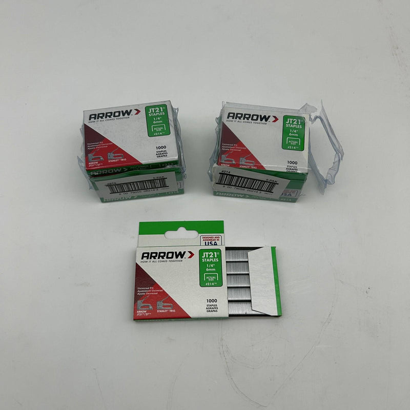Arrow JT21 Staples 1/4" 6mm #214 Universal Fit JT-21/JT21CM 10pks/10000 Total