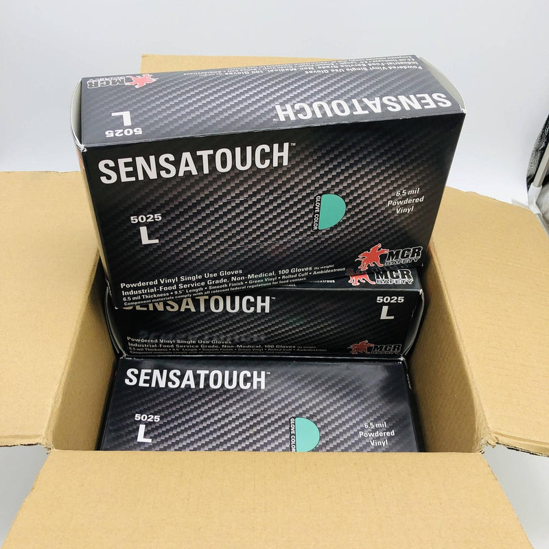 MCR Safety 5025 Disposable Glove Large Powdered Vinyl 9.5" L 6.5Mil 400 Gloves 1