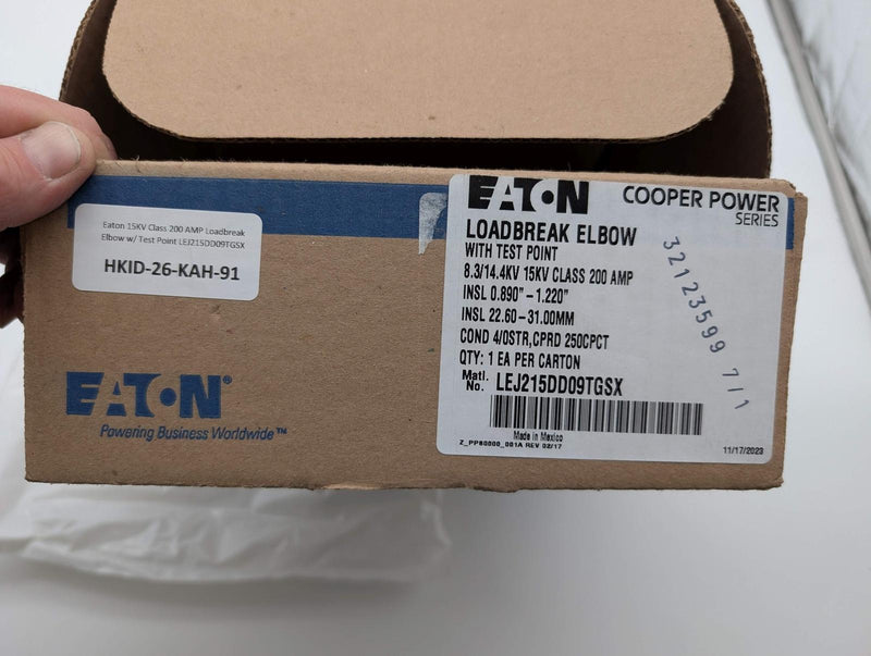 Eaton 15KV Class 200 AMP Loadbreak Elbow w/ Test Point LEJ215DD09TGSX 9
