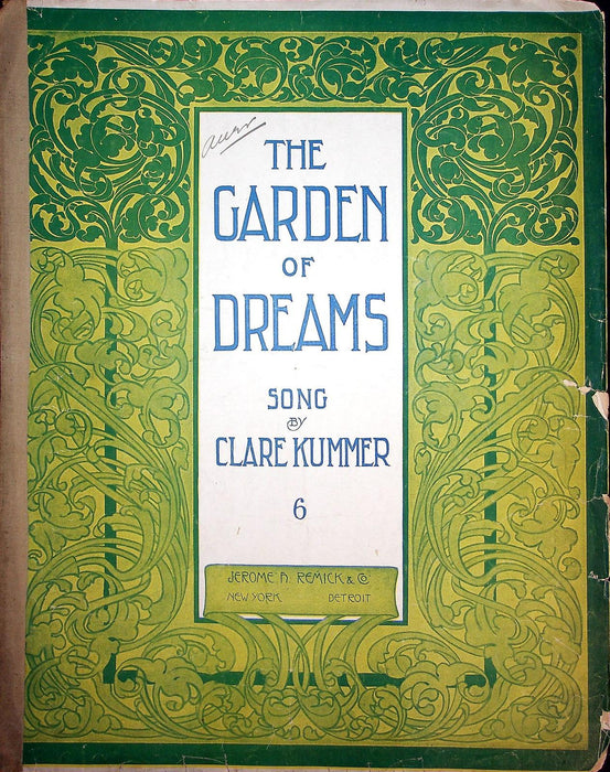 1908 The Garden of Dreams Vintage Sheet Music Large Clare Kummer Jerome Remick 1