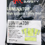 MCR VCL3MLZ Safety Vest Small Class 3 Hi-Viz Lime Zipper Mesh Luminator Lot of 5 4